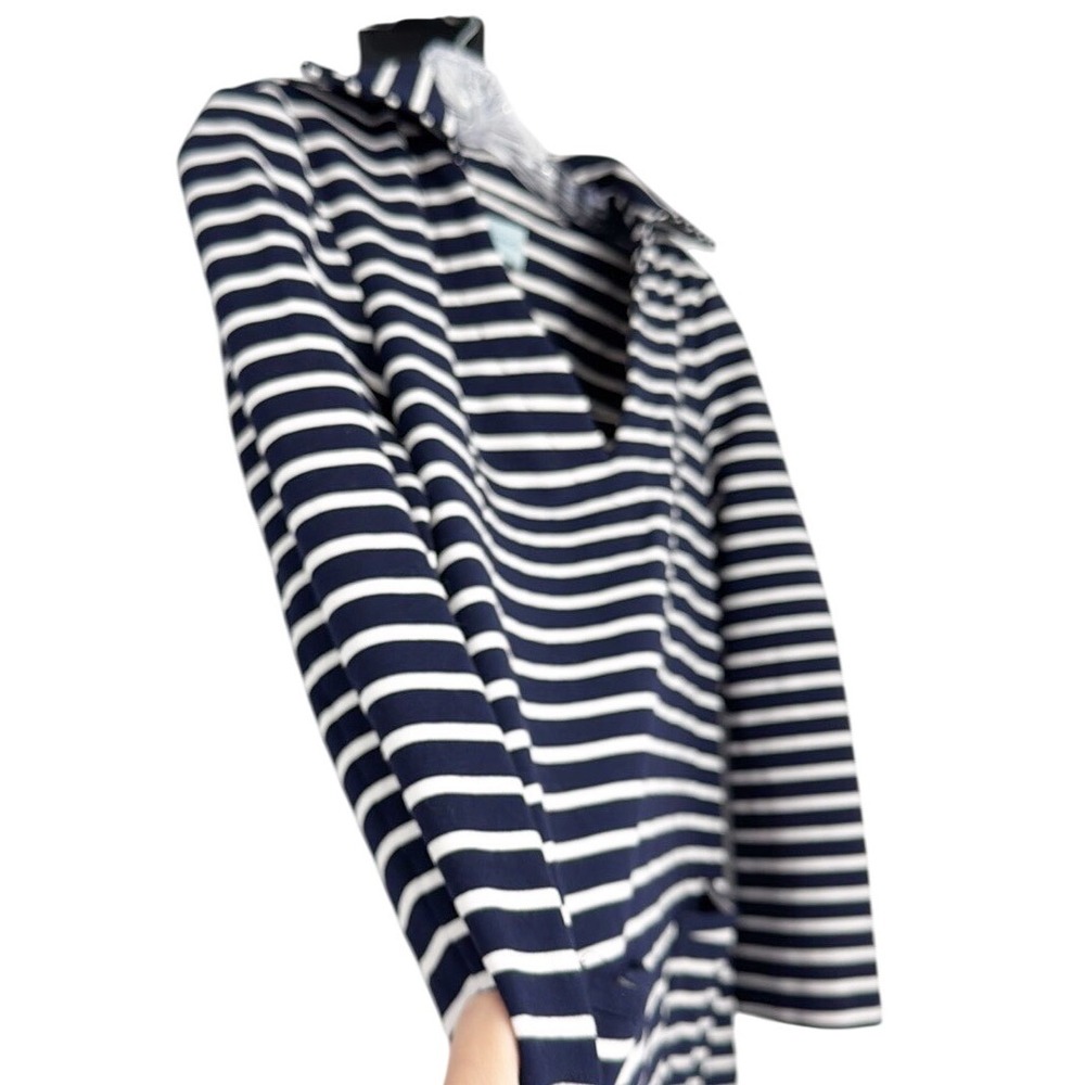 Tuckernuck Striped Long Sleeve Collared Tunic Top Navy White Pockets Size XS - Picture 2 of 7